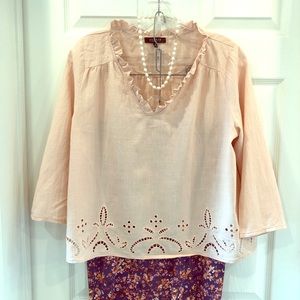 Affair Linen & Cotton Blush Crop Top